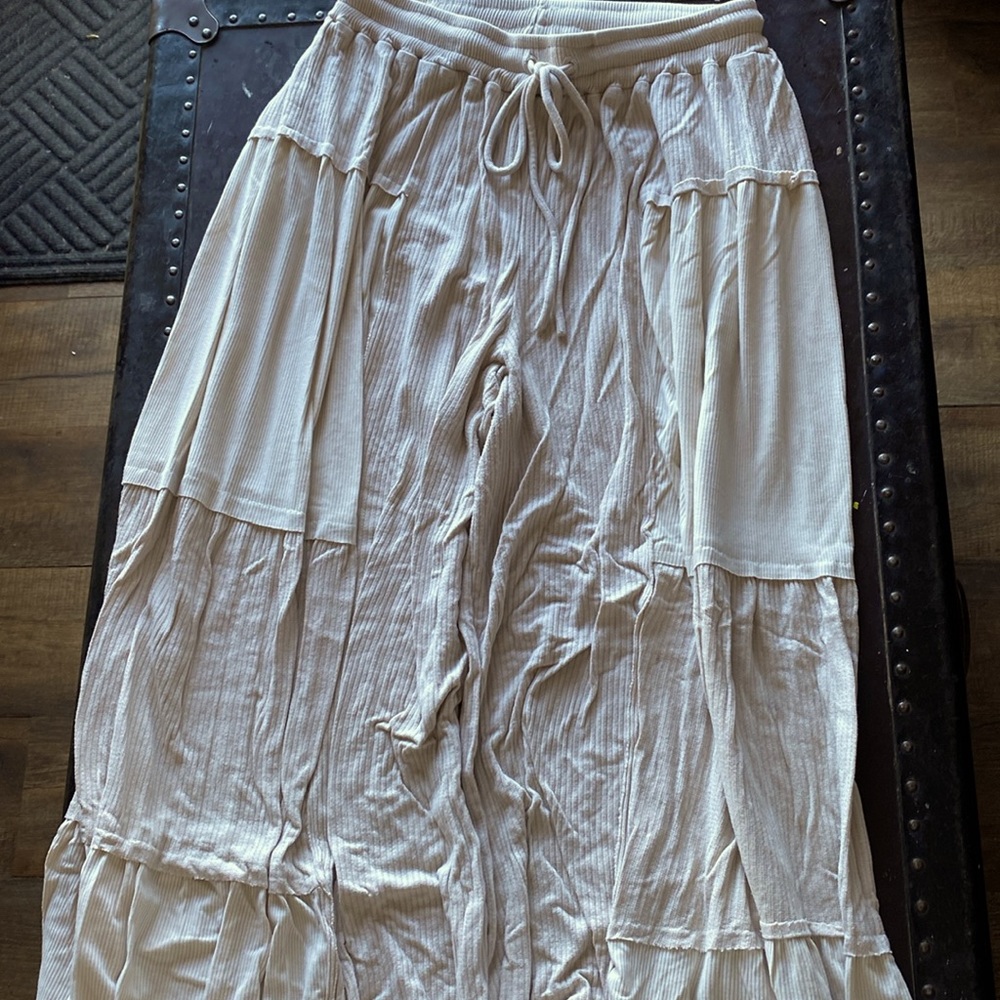 POL soft rib knit pants with drawstring